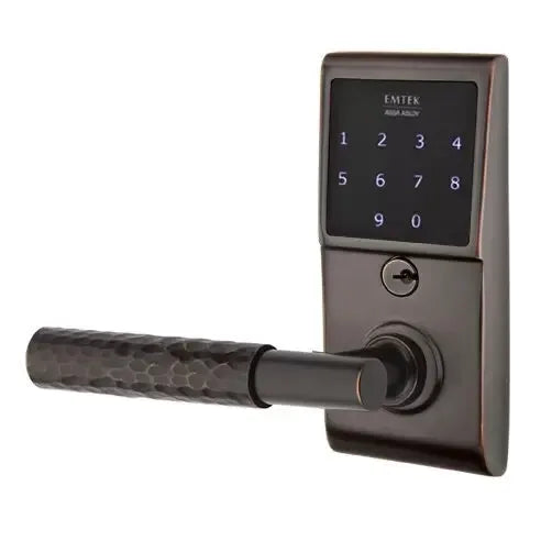 Emtek Emtouch - T-Bar Hammered Lever Electronic Touchscreen Lock by Emtek