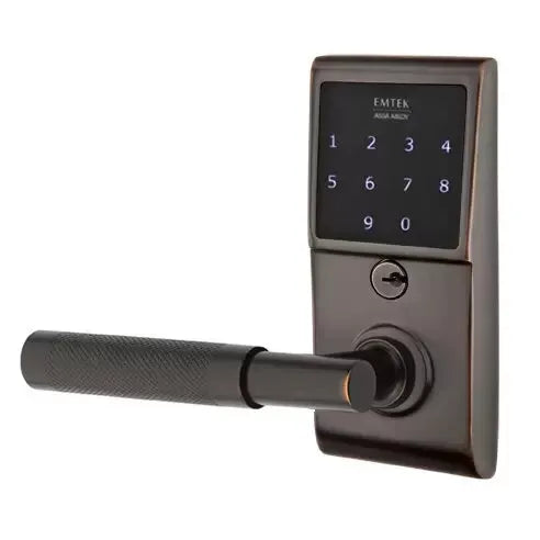 Emtek Emtouch - T-Bar Knurled Lever Electronic Touchscreen Lock by Emtek