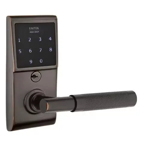 Emtek Emtouch - T-Bar Knurled Lever Electronic Touchscreen Lock by Emtek