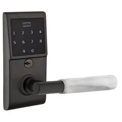 Emtek Emtouch - T-Bar White Marble Lever Electronic Touchscreen Lock by Emtek