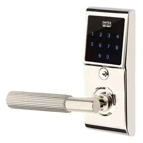 Emtek Emtouch - T-Bar Straight Knurled Lever Electronic Touchscreen Lock by Emtek