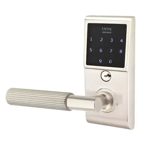 Emtek Emtouch - T-Bar Straight Knurled Lever Electronic Touchscreen Lock by Emtek