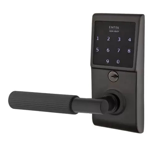Emtek Emtouch - T-Bar Straight Knurled Lever Electronic Touchscreen Lock by Emtek