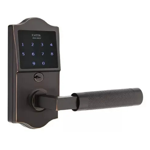 Emtek Emtouch Classic - L-Square Knurled Lever Electronic Touchscreen Lock by Emtek