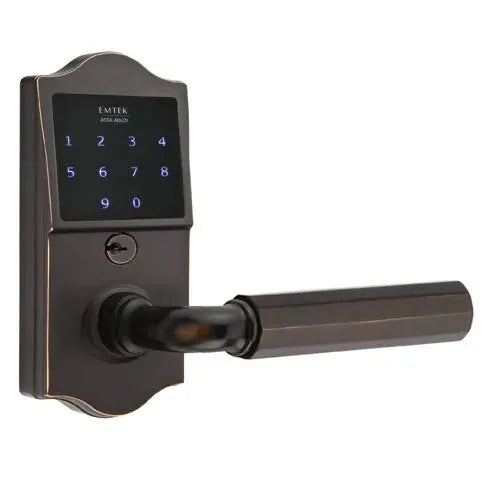 Emtek Emtouch Classic - R-Bar Faceted Lever Electronic Touchscreen Lock by Emtek