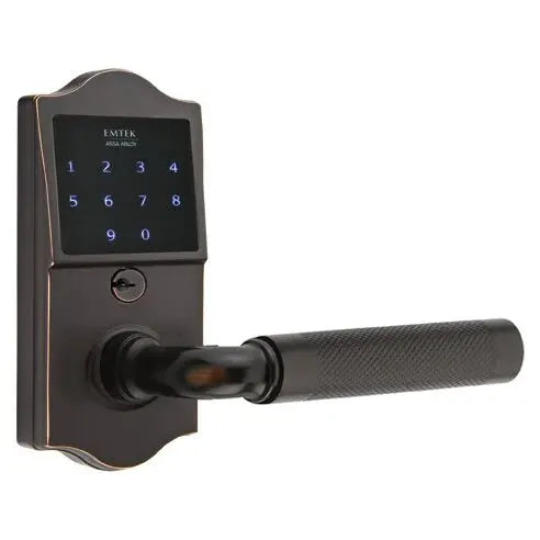 Emtek Emtouch Classic - R-Bar Knurled Lever Electronic Touchscreen Lock by Emtek