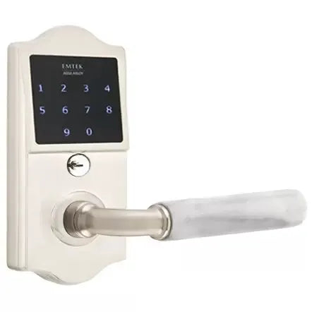 Emtek Emtouch Classic - R-Bar White Marble Lever Electronic Touchscreen Lock by Emtek