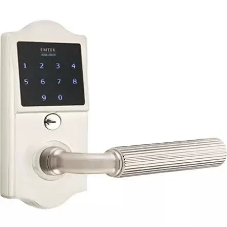 Emtek Emtouch Classic - R-Bar Straight Knurled Lever Electronic Touchscreen Lock by Emtek
