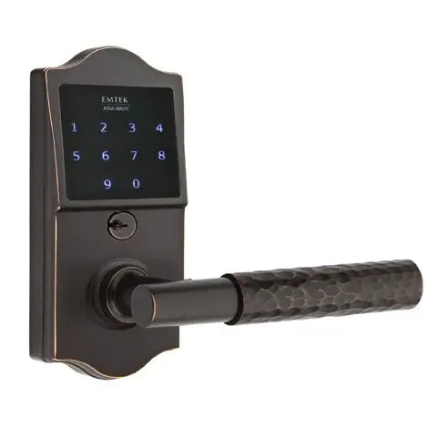 Emtek Emtouch Classic - T-Bar Hammered Lever Electronic Touchscreen Lock by Emtek