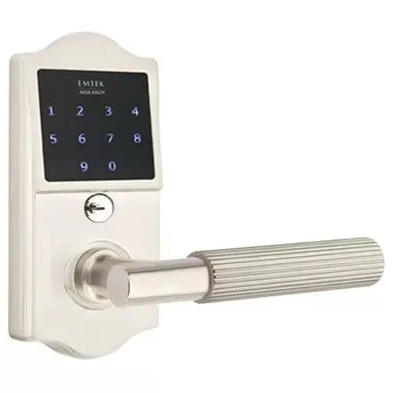 Emtek Emtouch Classic - T-Bar Straight Knurled Lever Electronic Touchscreen Lock by Emtek