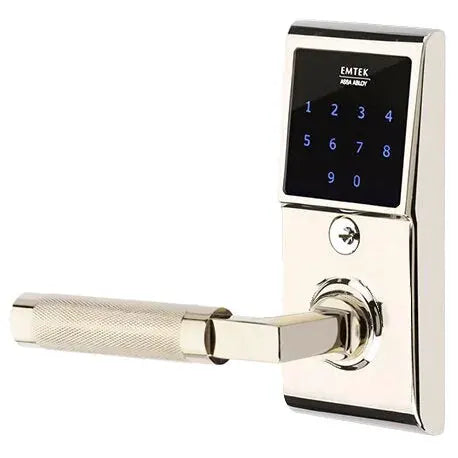 Emtek Emtouch - L-Square Knurled Lever Electronic Touchscreen Lock by Emtek
