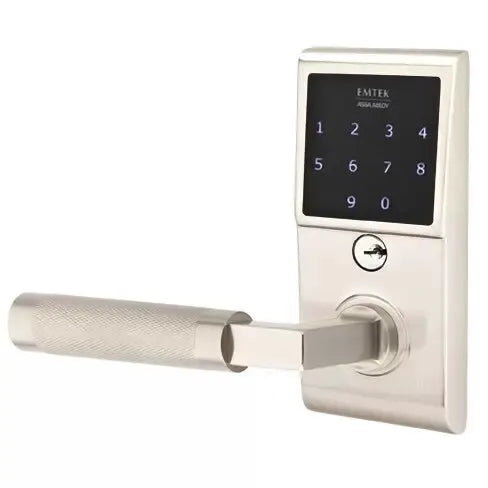 Emtek Emtouch - L-Square Knurled Lever Electronic Touchscreen Lock by Emtek