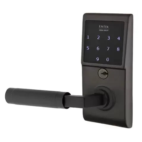 Emtek Emtouch - L-Square Knurled Lever Electronic Touchscreen Lock by Emtek