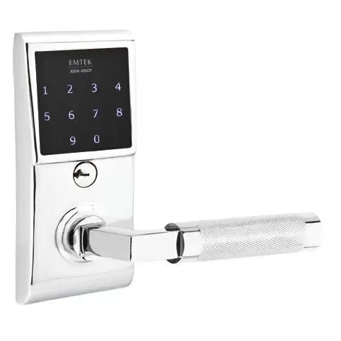 Emtek Emtouch - L-Square Knurled Lever Electronic Touchscreen Lock by Emtek