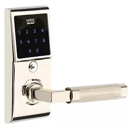 Emtek Emtouch - L-Square Knurled Lever Electronic Touchscreen Lock by Emtek