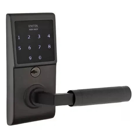 Emtek Emtouch - L-Square Knurled Lever Electronic Touchscreen Lock by Emtek