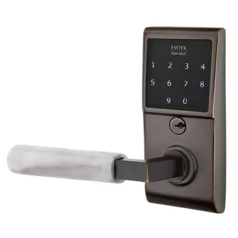 Emtek Emtouch - L-Square White Marble Lever Electronic Touchscreen Lock by Emtek