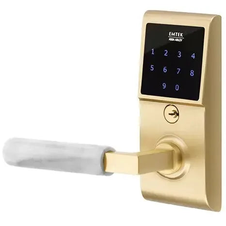 Emtek Emtouch - L-Square White Marble Lever Electronic Touchscreen Lock by Emtek