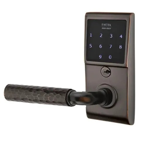 Emtek Emtouch - R-Bar Hammered Lever Electronic Touchscreen Lock by Emtek