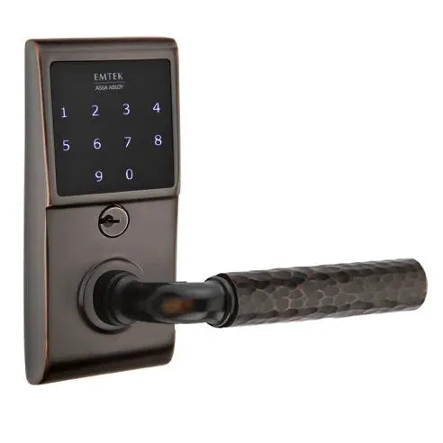 Emtek Emtouch - R-Bar Hammered Lever Electronic Touchscreen Lock by Emtek