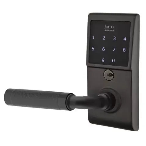 Emtek Emtouch - R-Bar Knurled Lever Electronic Touchscreen Lock by Emtek