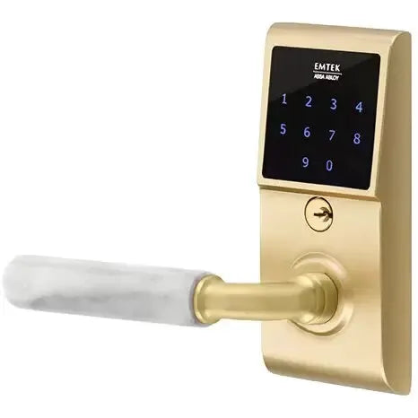 Emtek Emtouch - R-Bar White Marble Lever Electronic Touchscreen Lock by Emtek