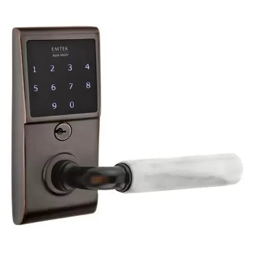 Emtek Emtouch - R-Bar White Marble Lever Electronic Touchscreen Lock by Emtek