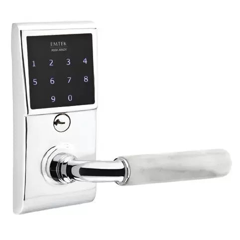 Emtek Emtouch - R-Bar White Marble Lever Electronic Touchscreen Lock by Emtek