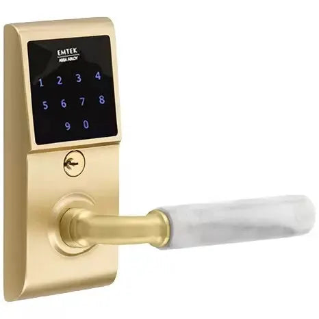 Emtek Emtouch - R-Bar White Marble Lever Electronic Touchscreen Lock by Emtek
