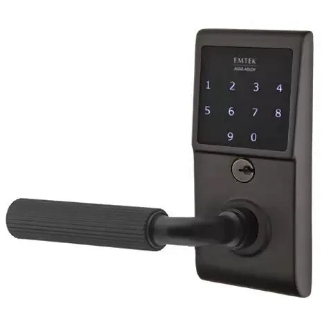 Emtek Emtouch - R-Bar Straight Knurled Lever Electronic Touchscreen Lock by Emtek