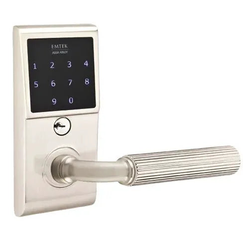 Emtek Emtouch - R-Bar Straight Knurled Lever Electronic Touchscreen Lock by Emtek