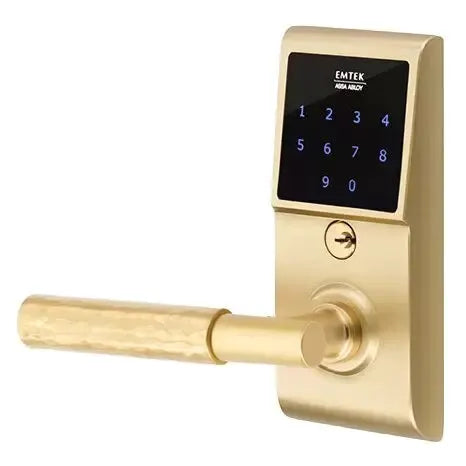 Emtek Emtouch - T-Bar Hammered Lever Electronic Touchscreen Lock by Emtek