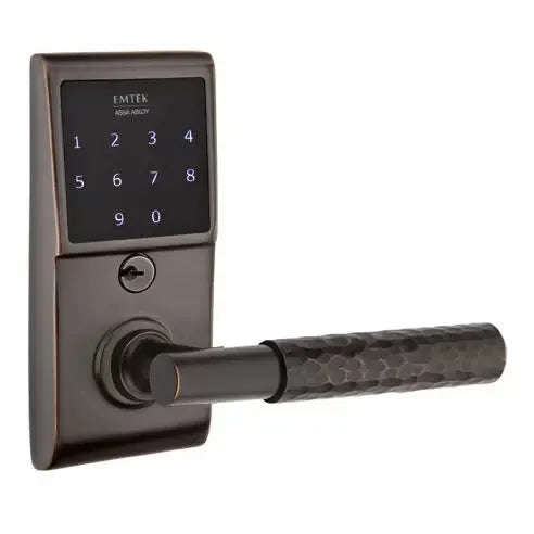 Emtek Emtouch - T-Bar Hammered Lever Electronic Touchscreen Lock by Emtek