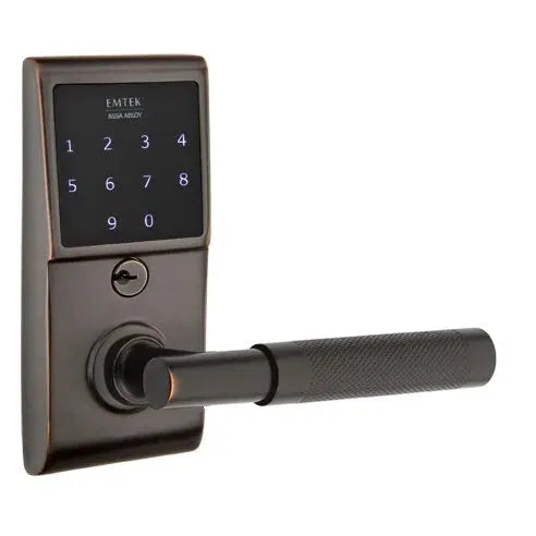 Emtek Emtouch - T-Bar Knurled Lever Electronic Touchscreen Lock by Emtek