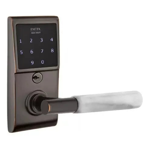 Emtek Emtouch - T-Bar White Marble Lever Electronic Touchscreen Lock by Emtek