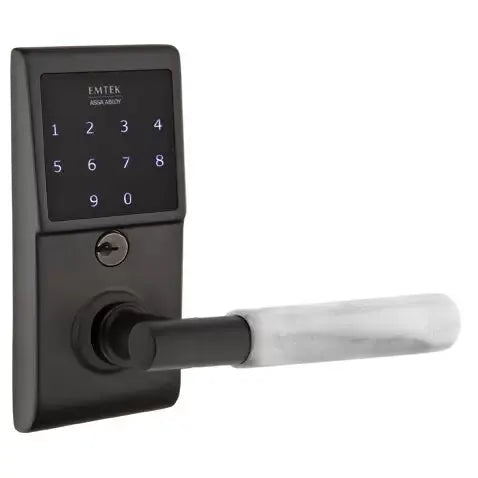 Emtek Emtouch - T-Bar White Marble Lever Electronic Touchscreen Lock by Emtek