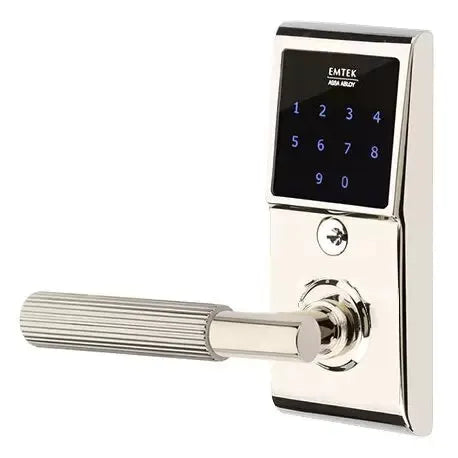 Emtek Emtouch - T-Bar Straight Knurled Lever Electronic Touchscreen Lock by Emtek
