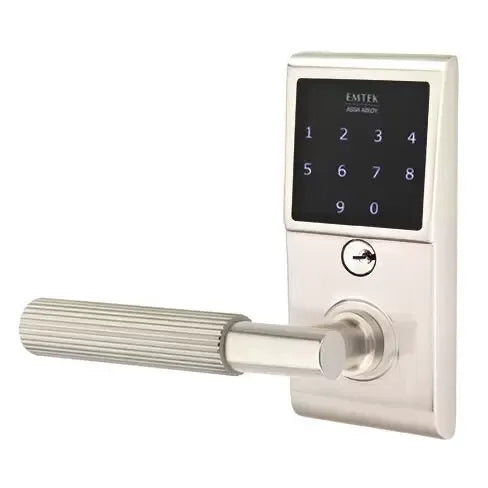 Emtek Emtouch - T-Bar Straight Knurled Lever Electronic Touchscreen Lock by Emtek