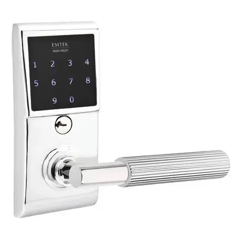 Emtek Emtouch - T-Bar Straight Knurled Lever Electronic Touchscreen Lock by Emtek