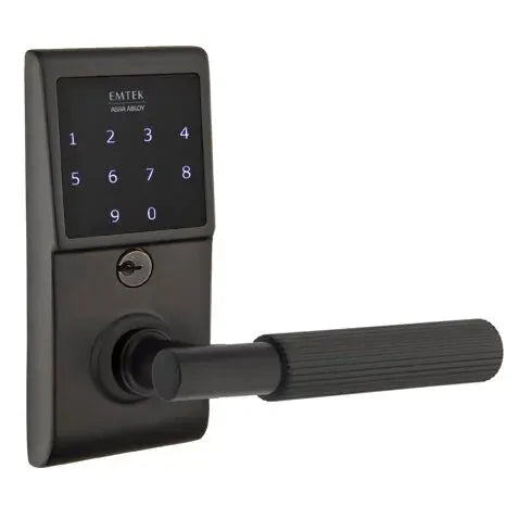 Emtek Emtouch - T-Bar Straight Knurled Lever Electronic Touchscreen Lock by Emtek