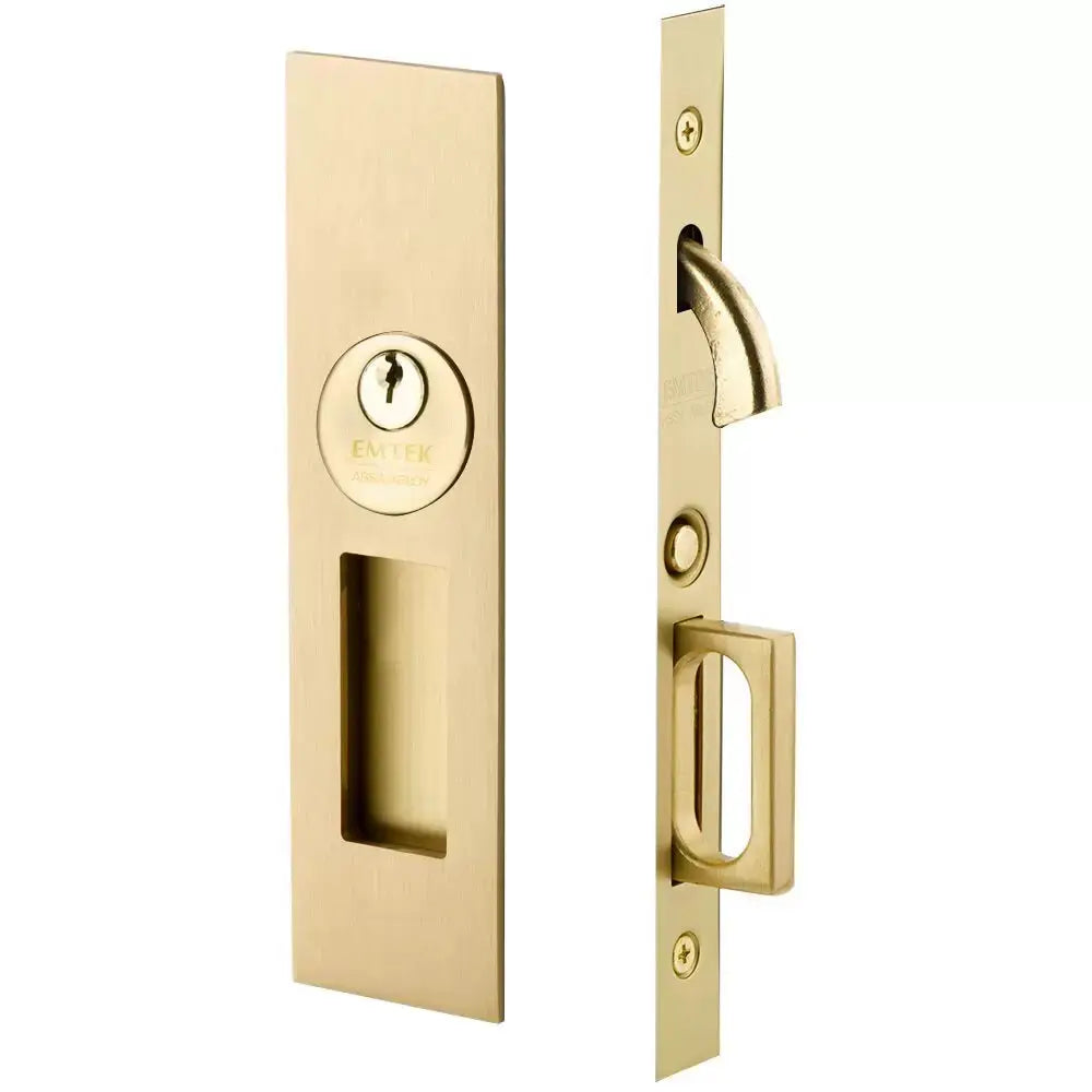 Emtek Narrow Modern Rectangular Pocket Door Mortise Hardware by Emtek