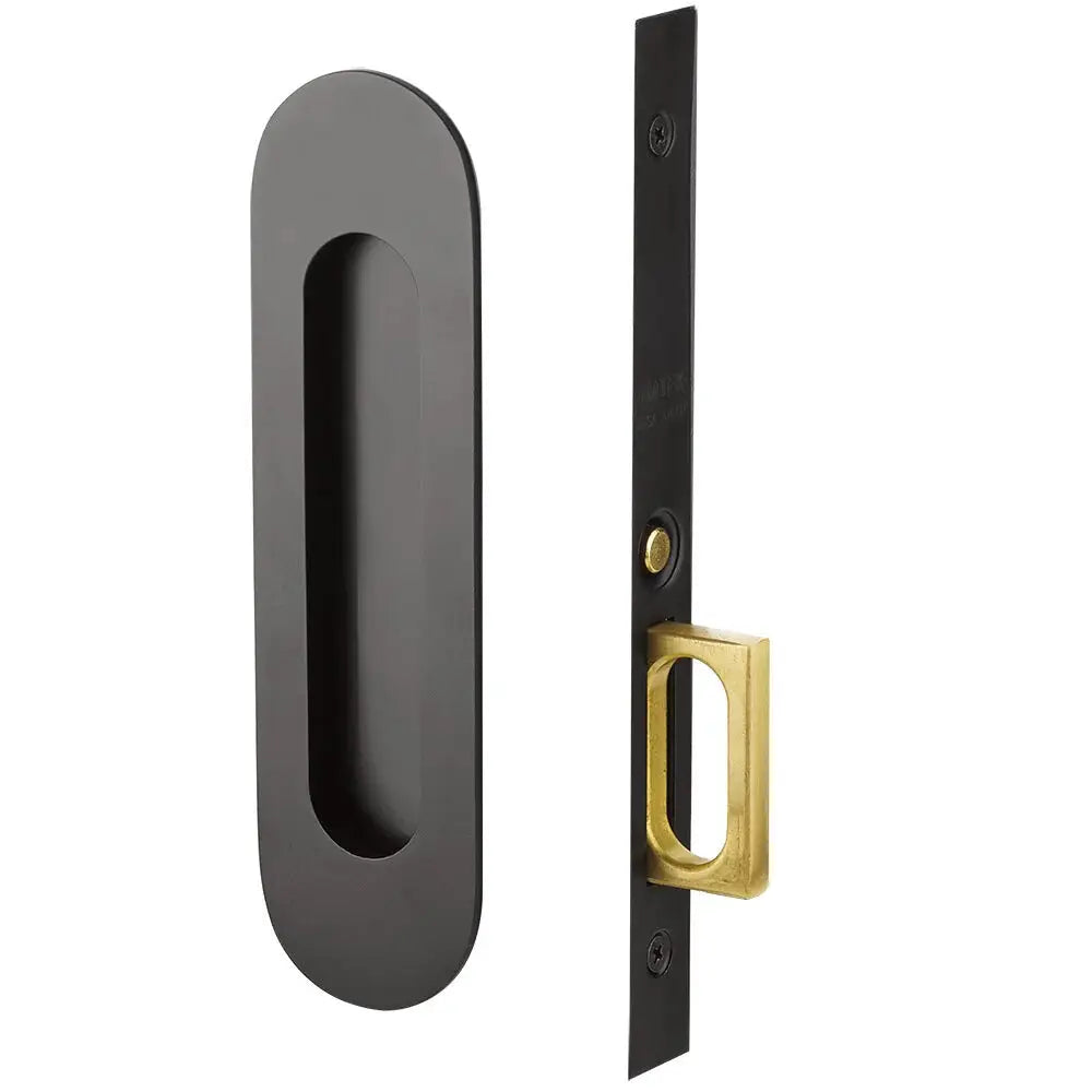 Emtek Narrow Modern Oval Pocket Door Mortise Hardware by Emtek