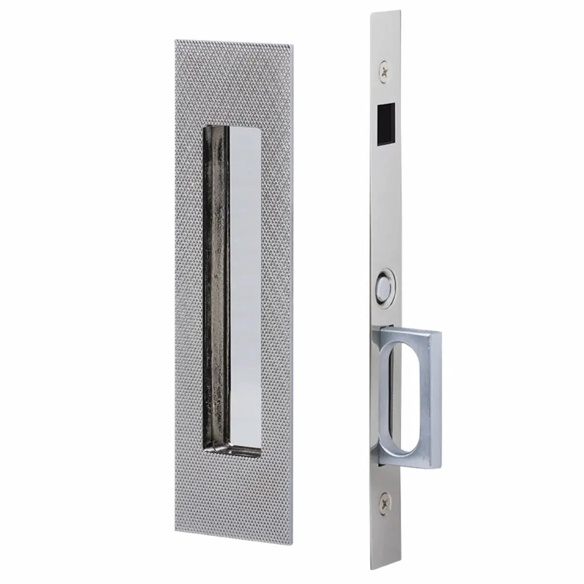 polished chrome pocket door