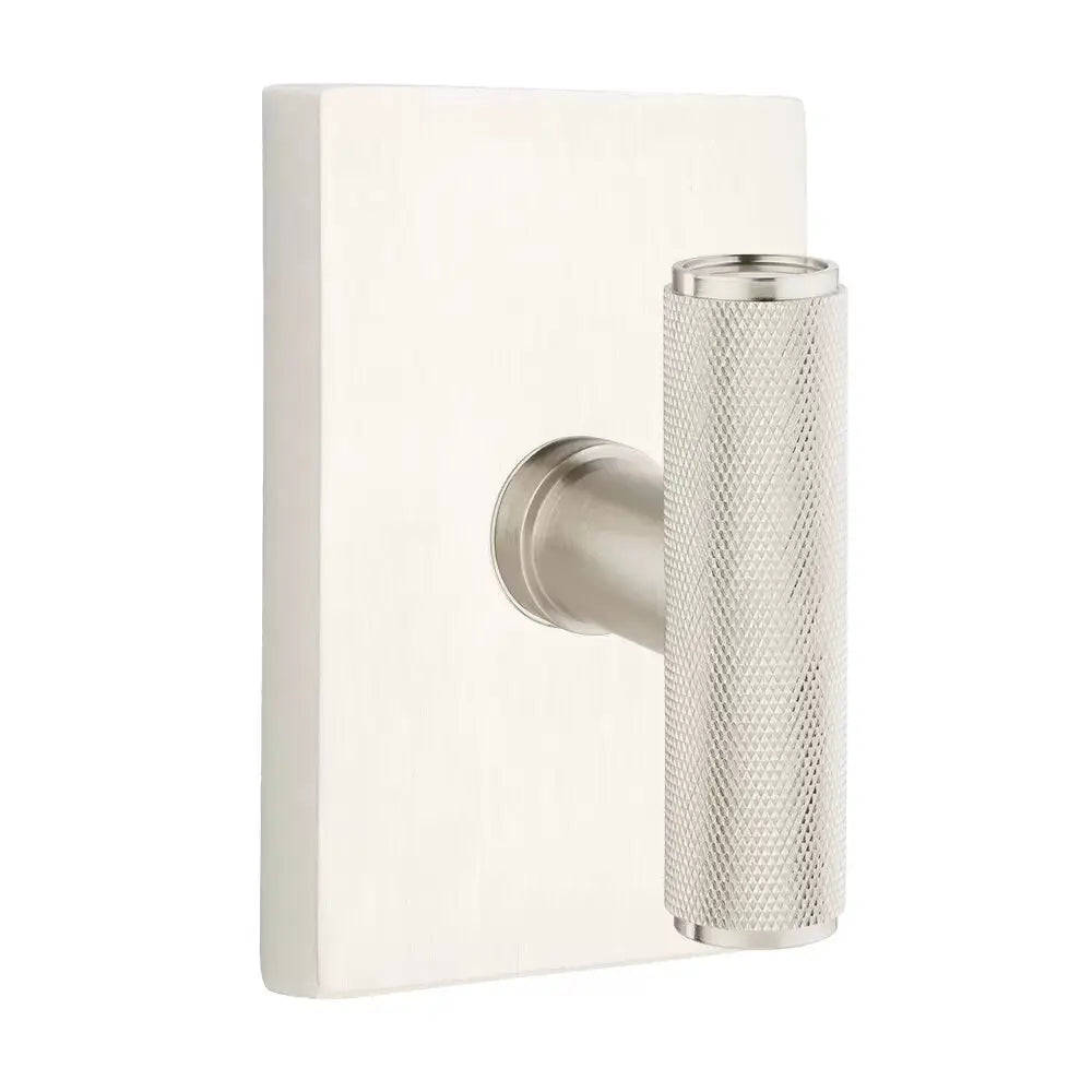 Emtek Ace Knurled Knob with Modern Rectangular Rosette by Emtek