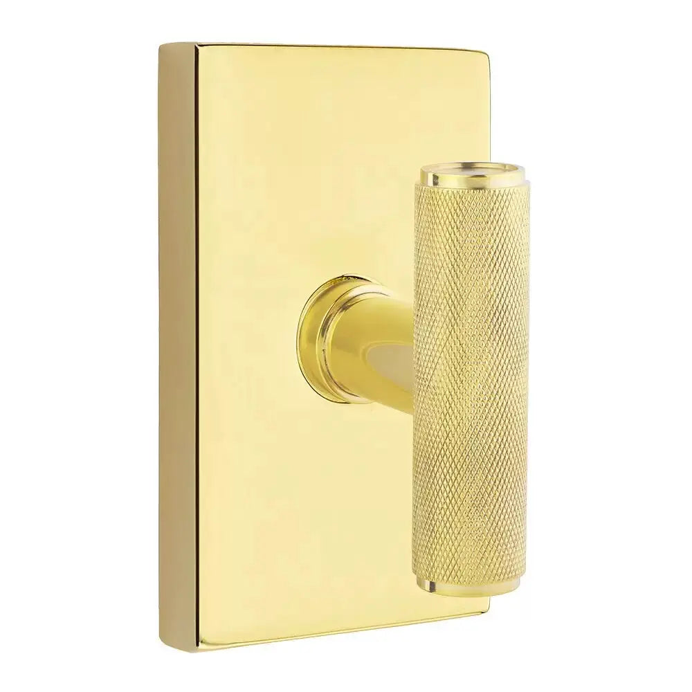 Emtek Ace Knurled Knob with Modern Rectangular Rosette by Emtek