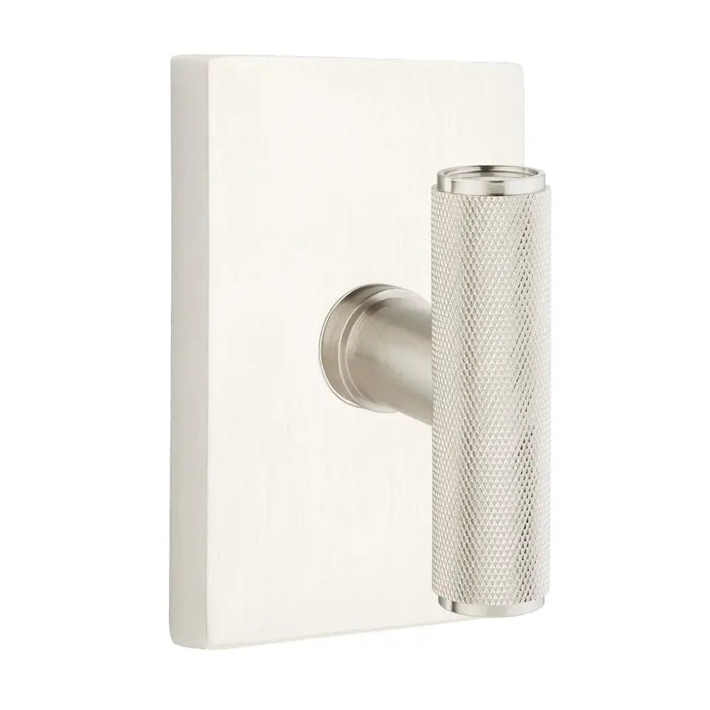 Emtek Ace Knurled Knob with Modern Rectangular Rosette by Emtek