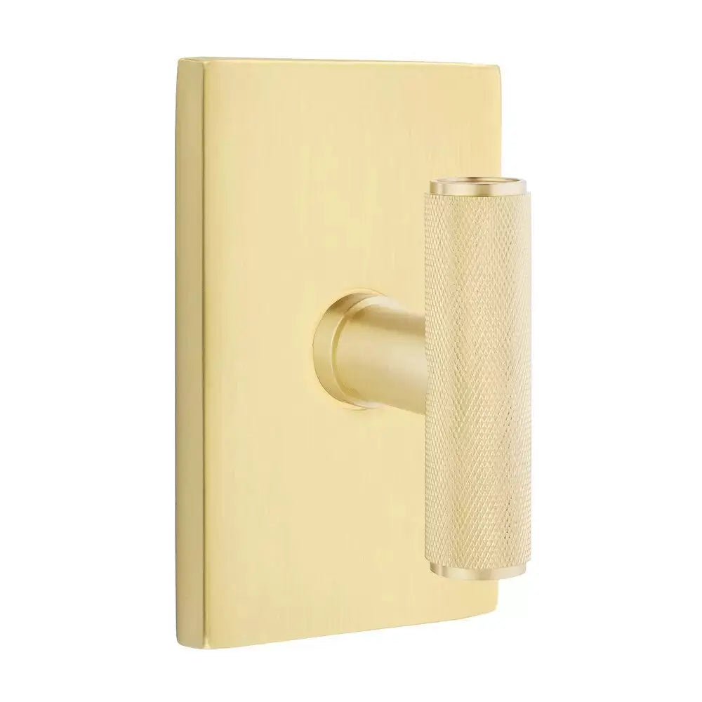 Emtek Ace Knurled Knob with Modern Rectangular Rosette by Emtek