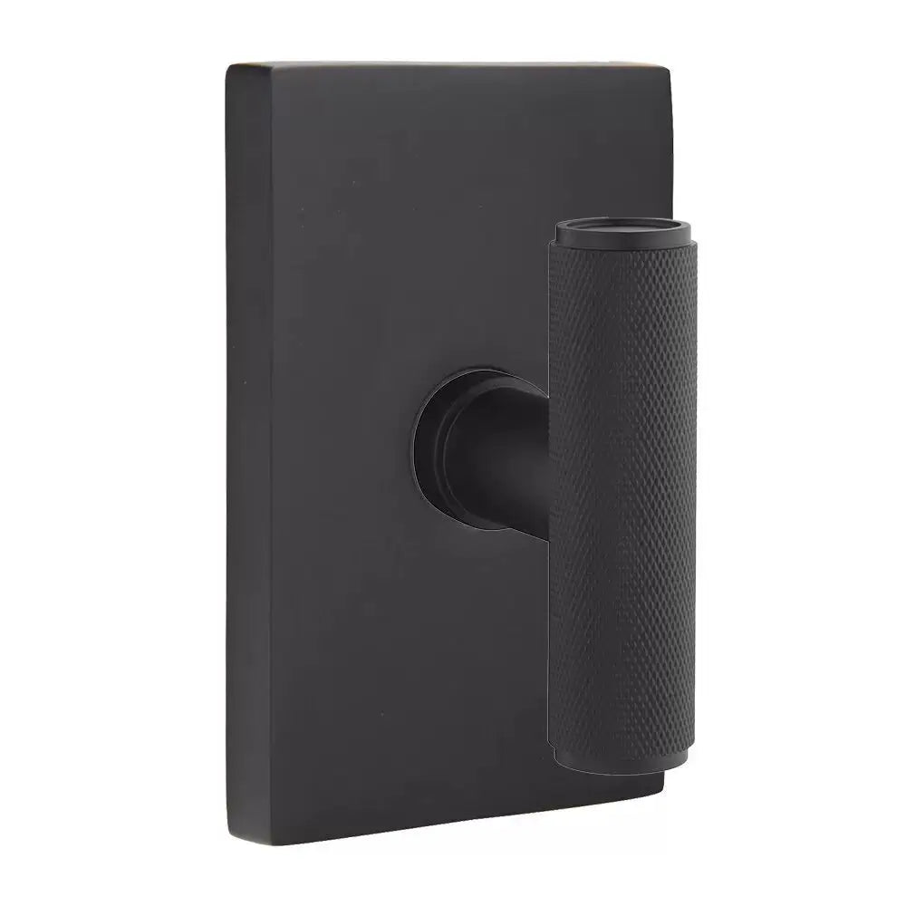 Emtek Ace Knurled Knob with Modern Rectangular Rosette by Emtek