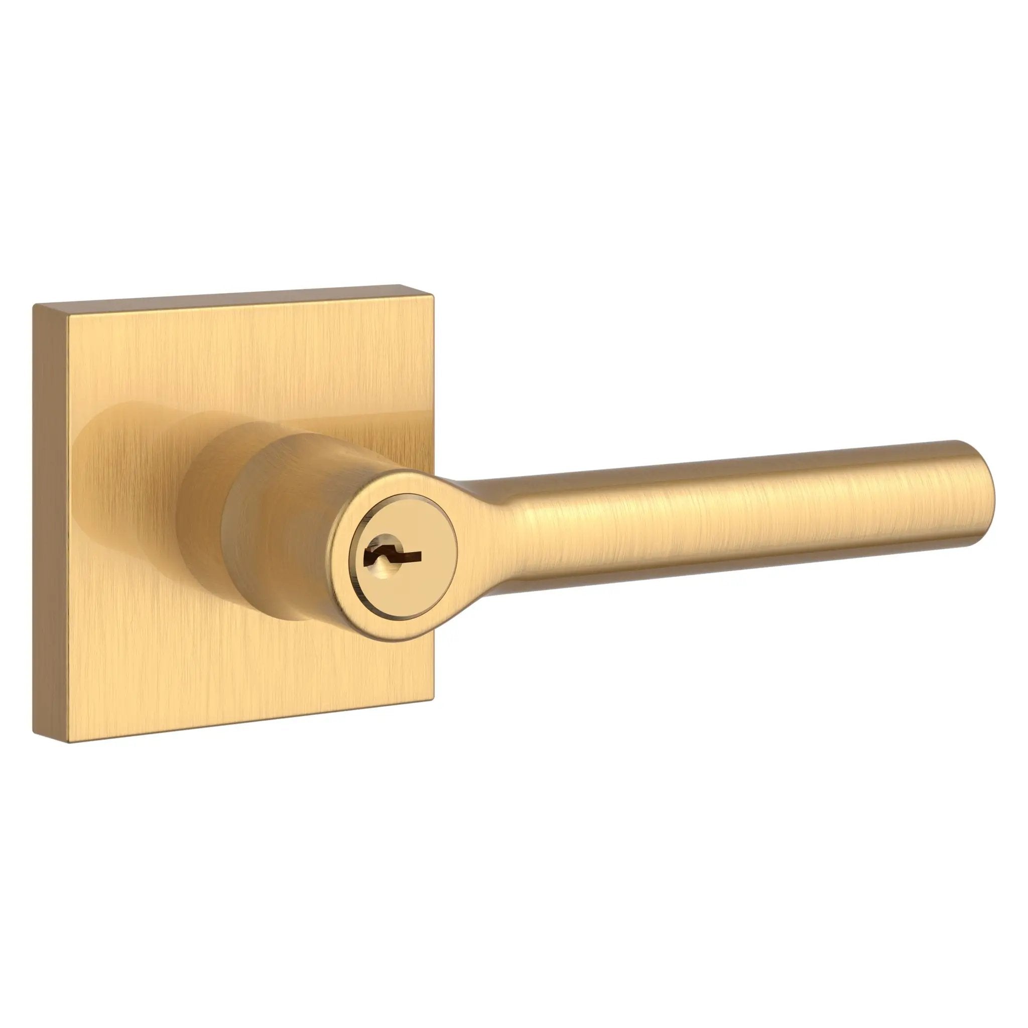 satin brass door lever