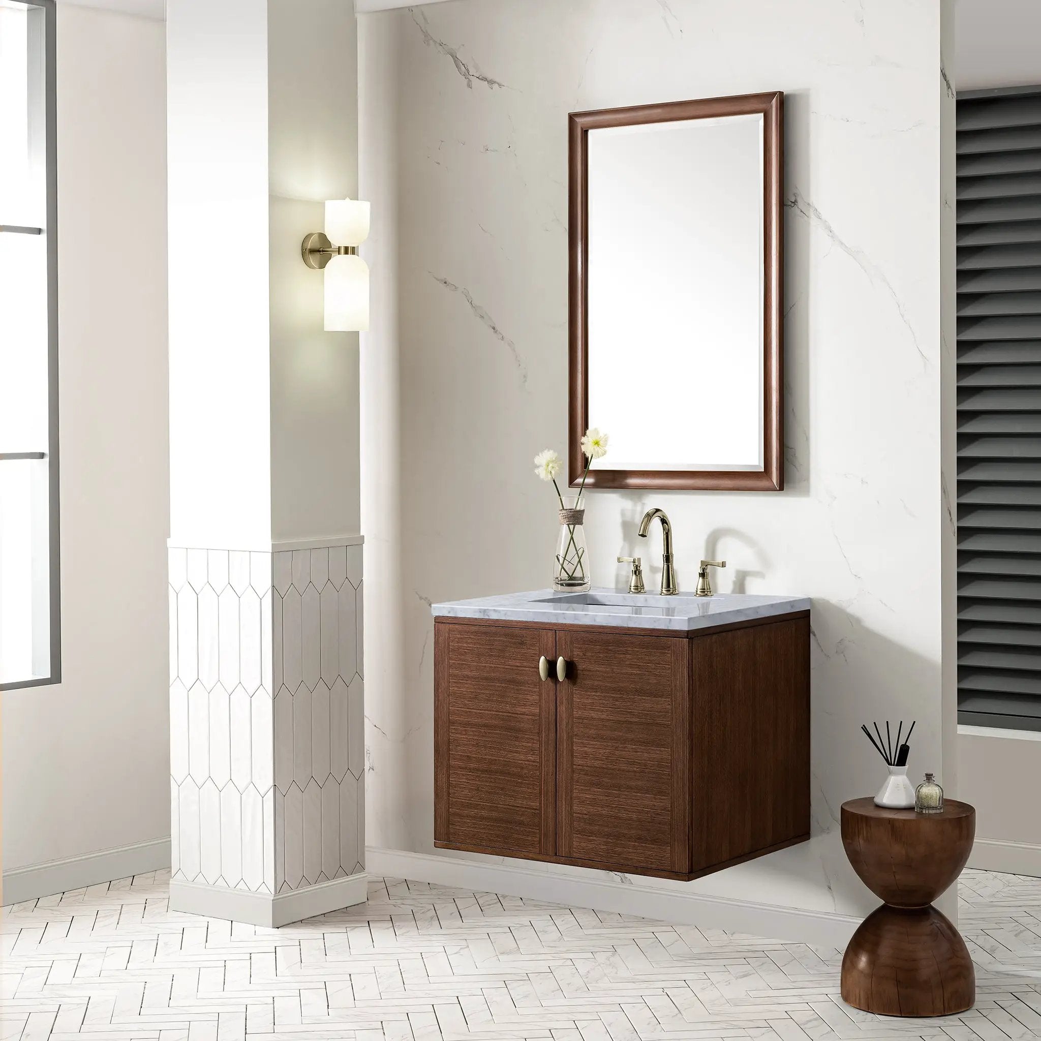 mid-century walnut vanity